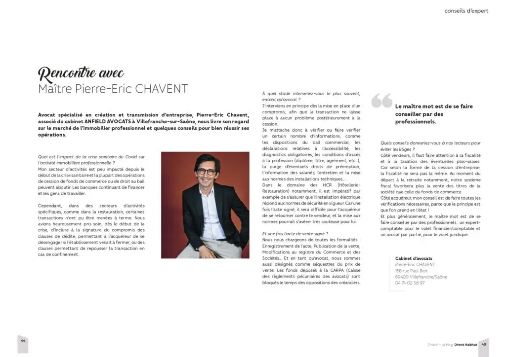 ORIZON EDITION ETE 2021 Magazine Rencontre avec Maitre CHAVENT